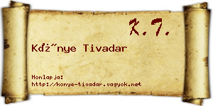 Könye Tivadar névjegykártya