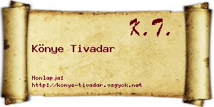 Könye Tivadar névjegykártya